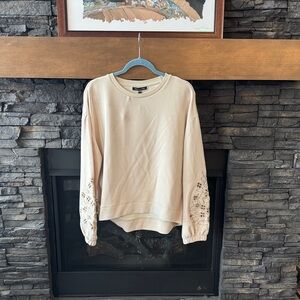 Sleeper Love Embroidered Sleeve Cream Sweatshirt